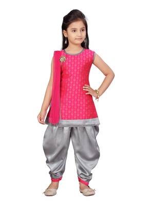 Pink hand woven cotton girls-top-bottom 1