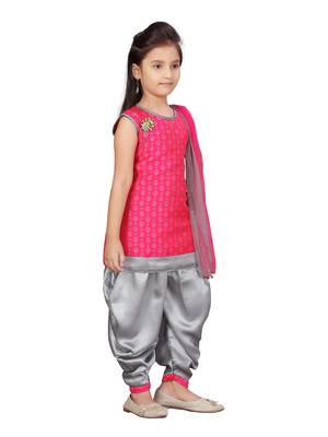 Pink hand woven cotton girls-top-bottom 2