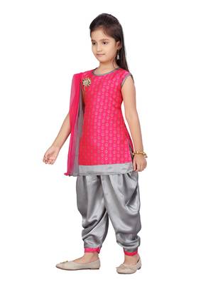 Pink hand woven cotton girls-top-bottom 3