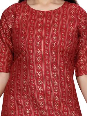 Maroon printed pure cotton girls-top-bottom 5