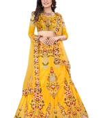 Yellow Designer Partywear Embroidered Work Malay satin lehenga choli 