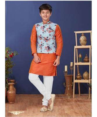 Vastra swarg boys Kurta Pajama with Jacket 1