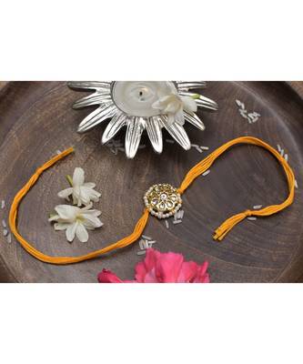 Gold Tone Kundan pearl Rakhi 2