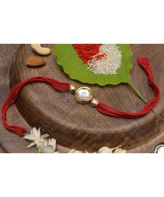 Gold tone Kundan rakhi 1