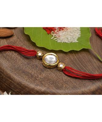 Gold tone Kundan rakhi 2