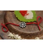 Silver floral Kundan rakhi