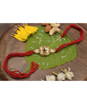 Red Gold Tone Kundan Rakhi 1