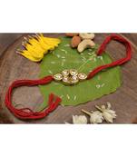 Red Gold Tone Kundan Rakhi