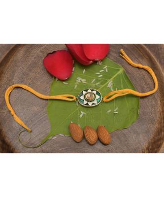 Green Meenakari Kundan Gold Tone Kundan Rakhi 1
