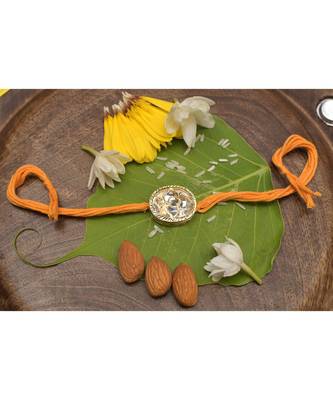 Gold tone kundan rakhi 1