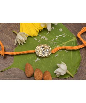 Gold tone kundan rakhi 2