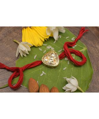 Red Gold Tone Kundan Rakhi 1