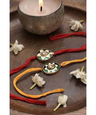 Meenakari Handmade Kundan rakhi  Set of 2 1