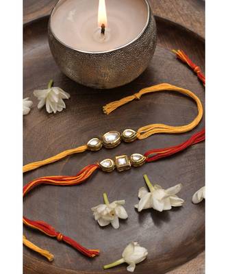 Gold tone kundan rakhi  Set of 2 2