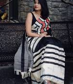 Multicolor printed cotton saree with blouse