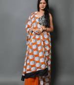 Multicolor printed cotton saree with blouse