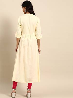 Cream embroidered rayon embroidered-kurtis 3