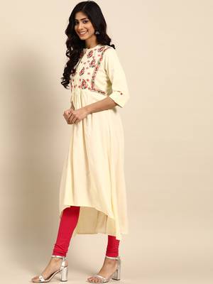 Cream embroidered rayon embroidered-kurtis 4