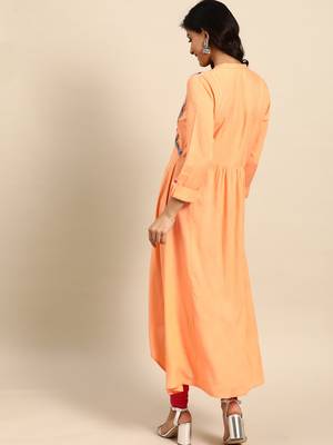 Peach embroidered rayon embroidered-kurtis 3
