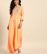 Peach embroidered
 rayon embroidered-kurtis