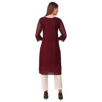 Brown embroidered georgette chikankari-kurtis 2