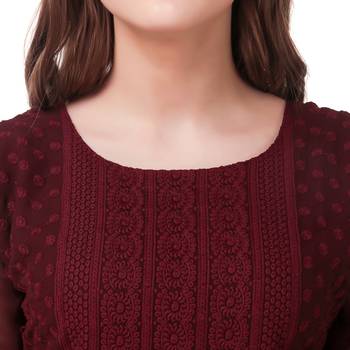 Brown embroidered georgette chikankari-kurtis 5
