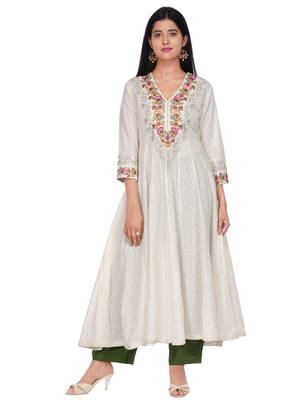 Off-white embroidered cotton kurtas-and-kurtis 1