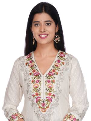 Off-white embroidered cotton kurtas-and-kurtis 3