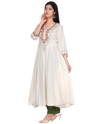 Off-white embroidered cotton kurtas-and-kurtis 5