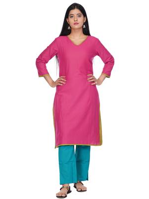 Green woven cotton kurtas-and-kurtis 2