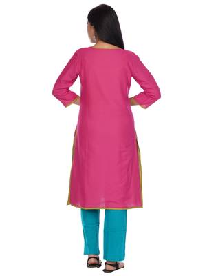 Green woven cotton kurtas-and-kurtis 4