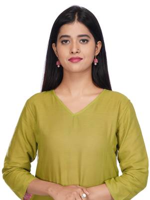 Green woven cotton kurtas-and-kurtis 5