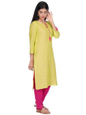Pink woven cotton kurtas-and-kurtis 4