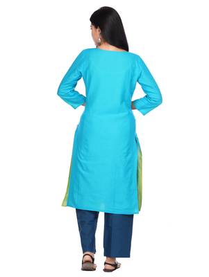 Blue woven cotton kurtas-and-kurtis 2