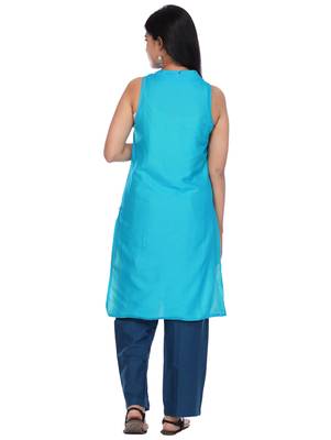 Blue woven cotton kurtas-and-kurtis 2