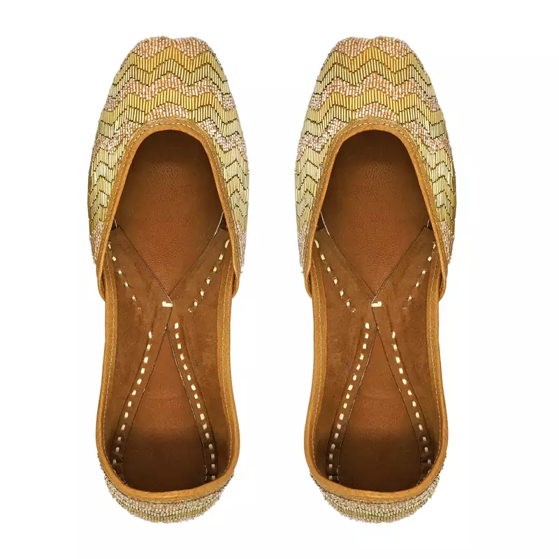 Purely Lush Royal Golden Embroidered Punjabi jutti for women