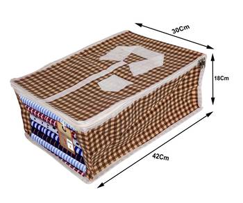 atorakushon   Fabric Mens Shirt Cover Pant T Shirt Clothes Organizer for Garment Storage Bags Pack of 3 (Check Brown) 5