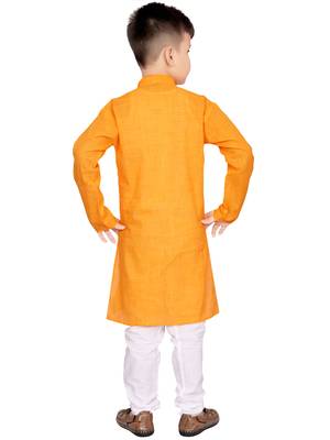 Yellow plain cotton boys-kurta-pyjama 2