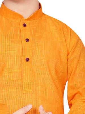 Yellow plain cotton boys-kurta-pyjama 4