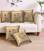 Cushion Cover Cream Color Flower Print Set of 5 (16 X 16 Inch)