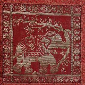 Cushion Cover Red Color Elephant Print Set of 5 (16 X 16 Inch) 4