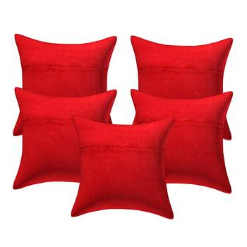Cushion Cover Red Color Elephant Print Set of 5 (16 X 16 Inch) 5