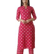 Pink block print cotton salwar