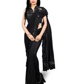 Black plain lycra saree with blouse