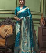 Sky Blue Woven Art Silk Saree With Blouse