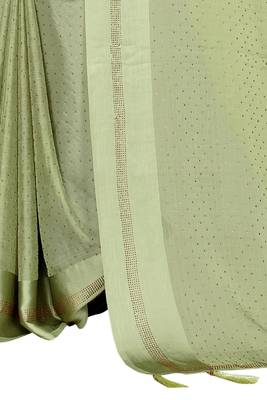 Mehendi embroidered satin saree with blouse 4