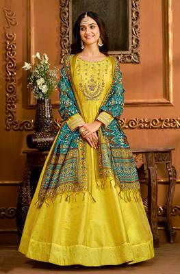 Yellow embroidered taffeta salwar 2