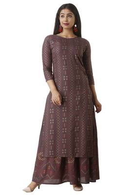 Brown block print cotton salwar 1