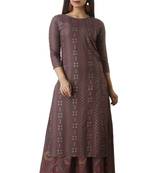 Brown block print cotton salwar