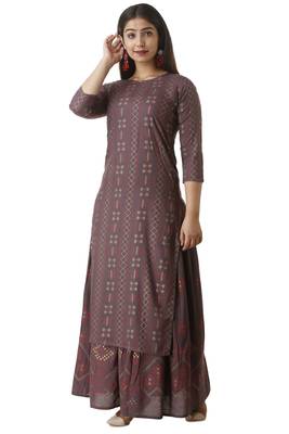 Brown block print cotton salwar 3
